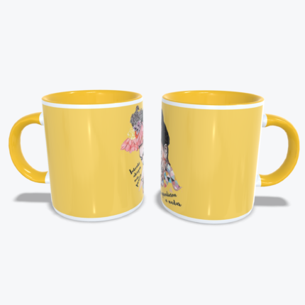 Mug Amarillo con diseño De Frida Kahlo