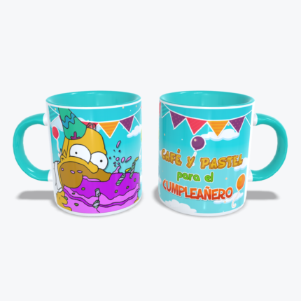 Mug Azul Los Simpson cumpleaños