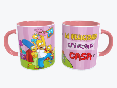 Mug Rosado con diseño Los Simpson