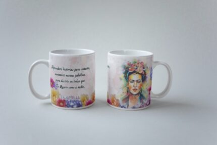 mug de cerámica con diseño de frida kahlo