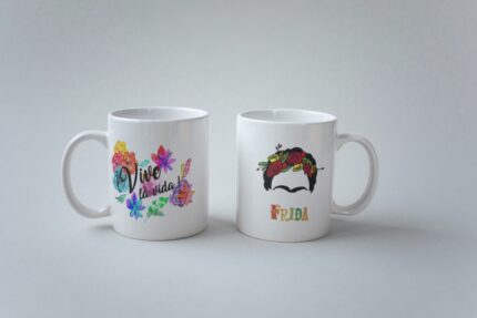 mug de cerámica con diseño de frida kahlo
