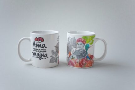 mug de cerámica con diseño de frida kahlo
