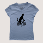Camiseta para dama con diseño de Gato-Bici