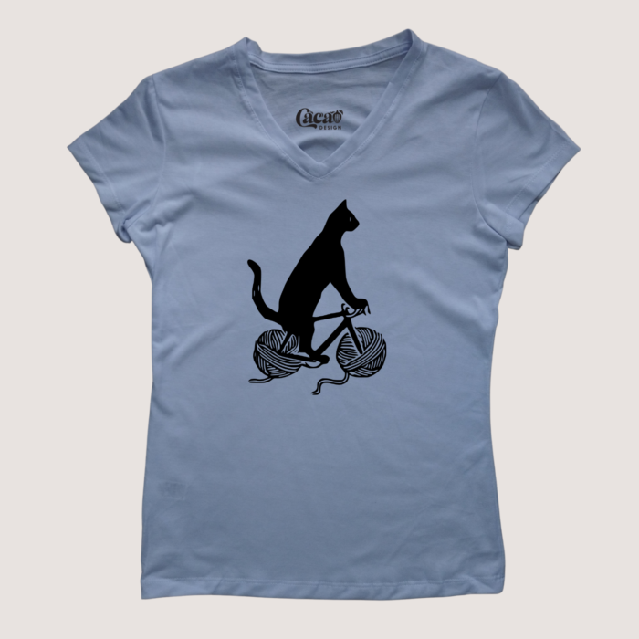 Camiseta para dama con diseño de Gato-Bici