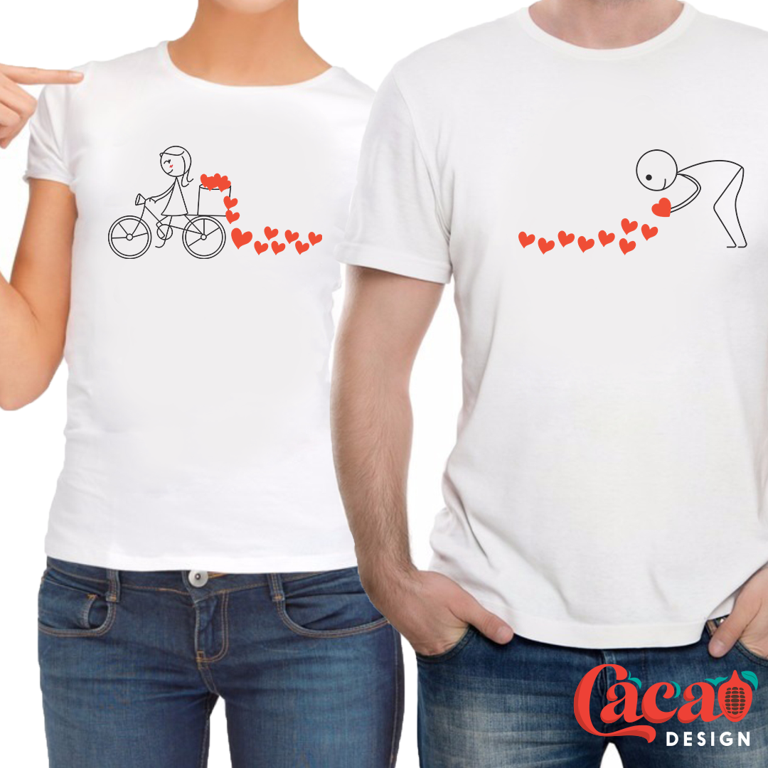 Pareja de Camisetas Corazones Cacao Designs