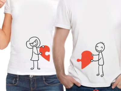 pareja de camisetas amor y amistad