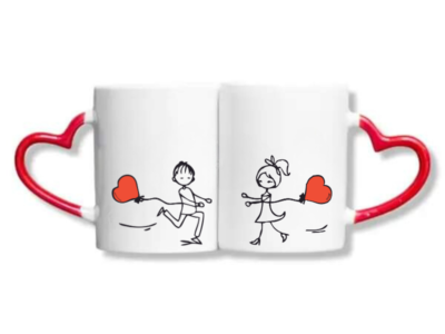 pareja de mugs mágicos amor y amistad