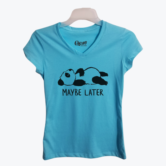 Camiseta para dama Panda Maybe Later Menta
