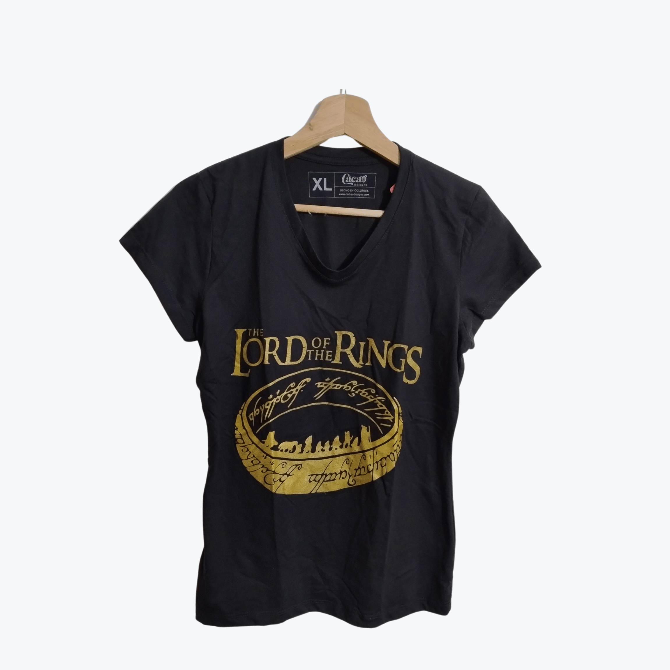 Camiseta Señor de los Anillos Dama V Negra Camiseta Señor de los Anillos Dama Negra