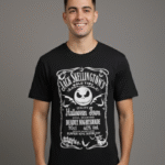 Camiseta Unisex Jack Skellington Etiqueta de whisky